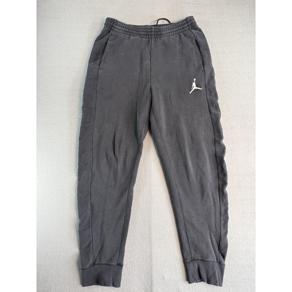 Jordan Jogger Pants Mens M Black French Terry Elastic Waist Pockets 822660-010